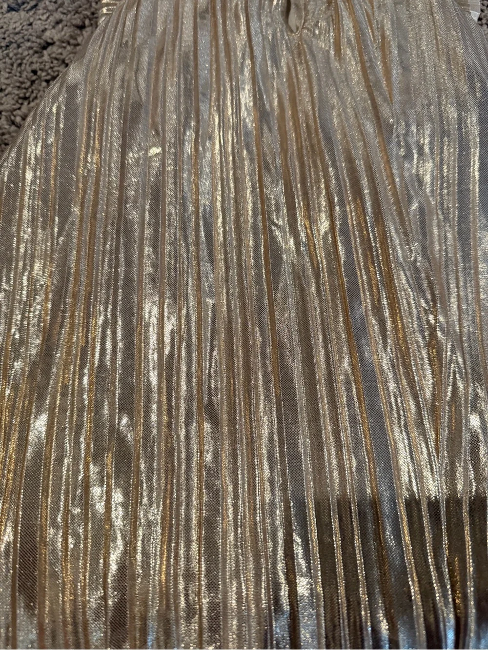 OshKosh B'gosh Metallic Gold Pleated Flutter-Sleeve Dress